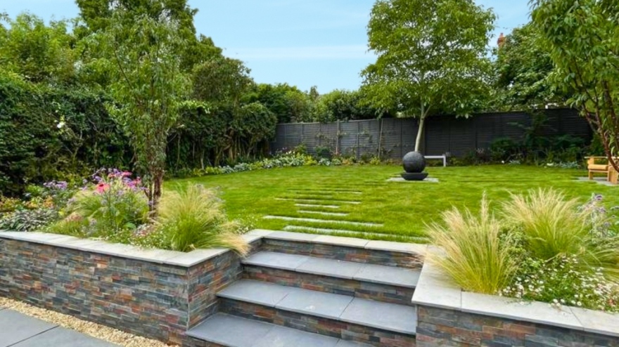 A landscaped garden on a sunny day