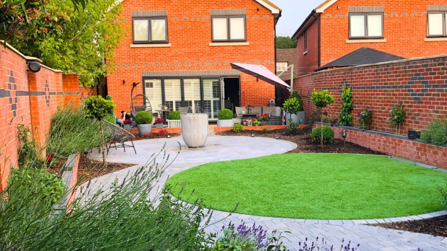 A photo of a pathway leading to a house